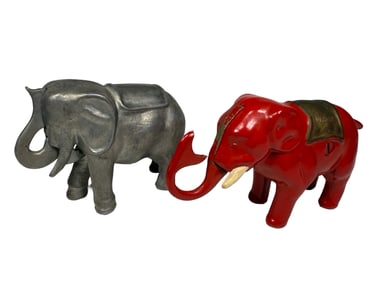 Two Aluminum Elephant Banks