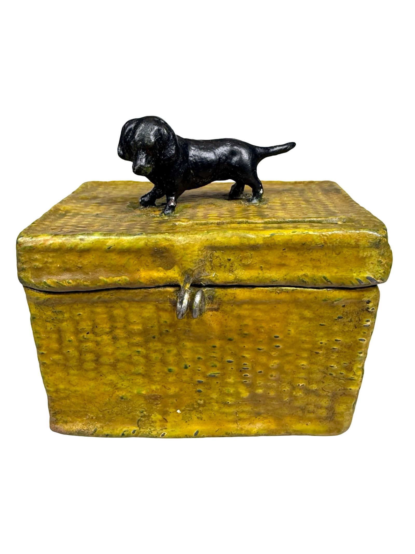 Dachshund on Basket Spelter Bank (1 of 6)