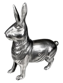 Large Standing Rabbit Bank - Very Rare Nickel Plated Example