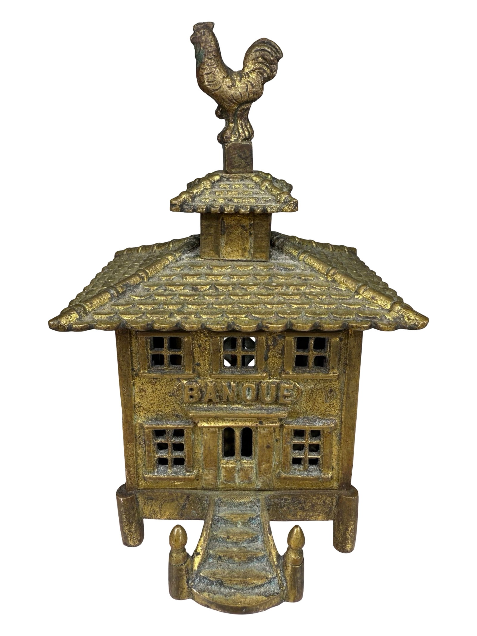 Brass Banque - Rooster Finial: French - Circa 1900 - 6 1/4" T.