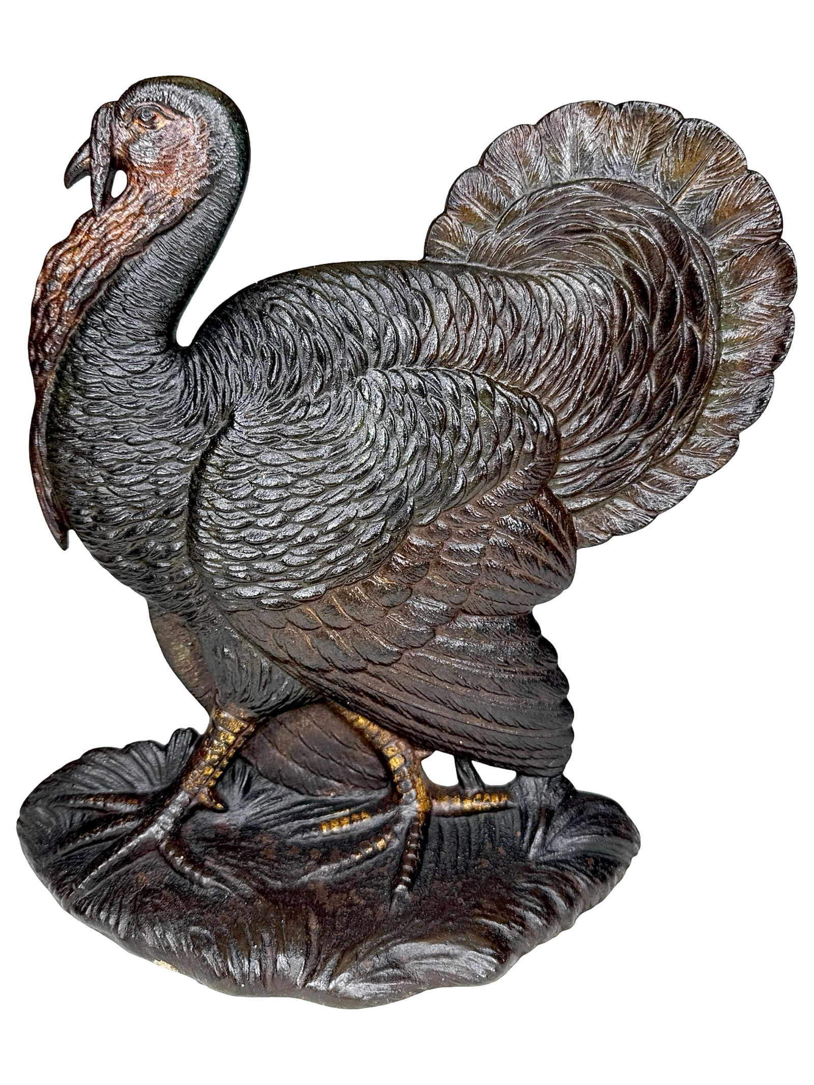 Turkey Door Stop: Made by Bradley and Hubbard. Meriden, Connecticut - 1920's. Bradley and Hubbard (B&H) produced some of the largest and finely cast pieces in the door stop collecting field. Their iconic turkey is cons