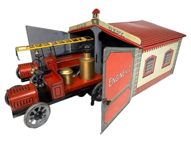 Fire Department Station with Hook & Ladder and Pumper