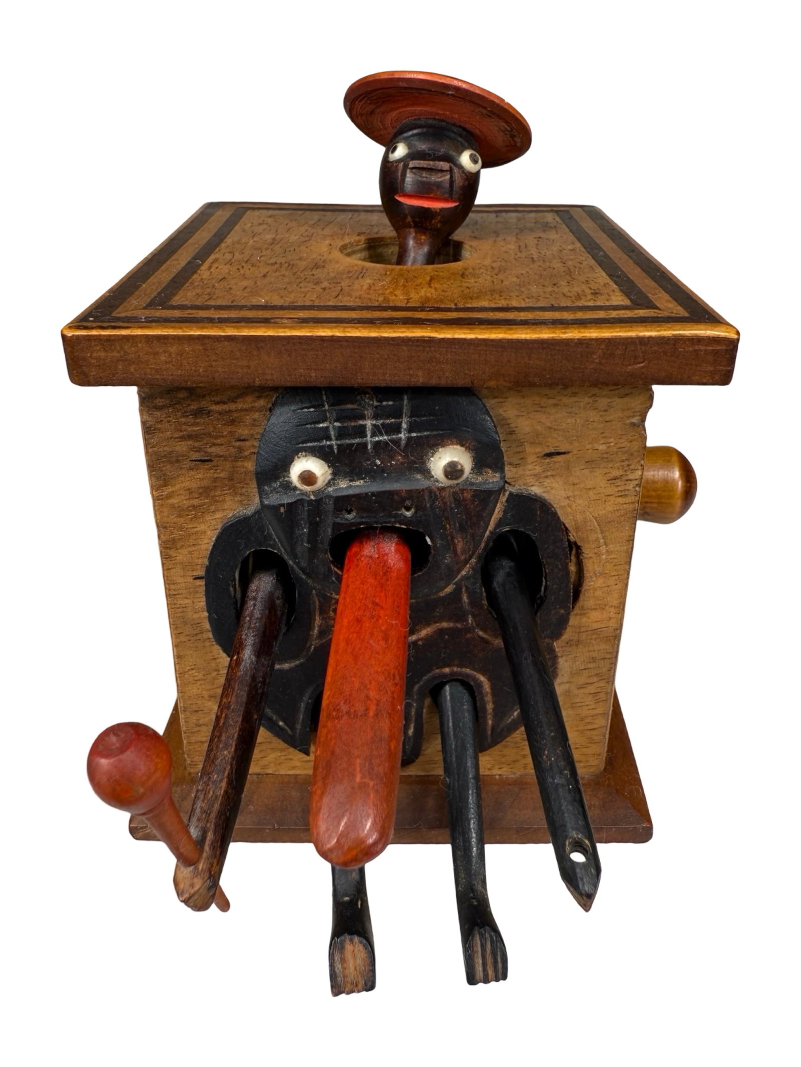 Kobe Toy with Rising Head and Baton Figure: Scarce Blond Wood. Made in Japan - 1920's - 4" T.