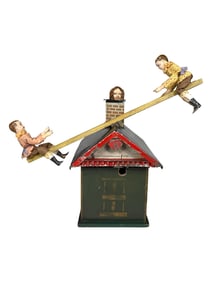 See Saw on House Clockwork Toy - Very Rare
