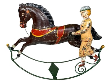 Mechanical Horse & Trainer on a Scarce Rocking Base