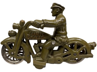 Harley Davidson Police Motorcycle with Nickel Wheels - Cast Iron Toy