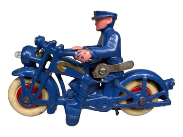 Police Motorcycle with Working Headlight - Cast Iron Toy