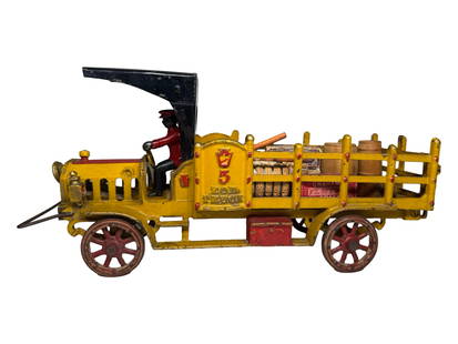 Five Ton Truck with Tin Canopy - Cast Iron Toy: Made by Hubley Mfg. Company. Lancaster, Pa. - 1920 - 17" L. This is one of the finest examples of this toy that we have seen.