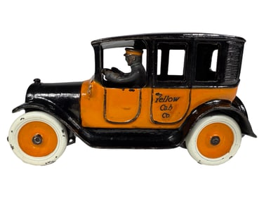 Large Yellow Cab Taxi - Cast Iron Toy