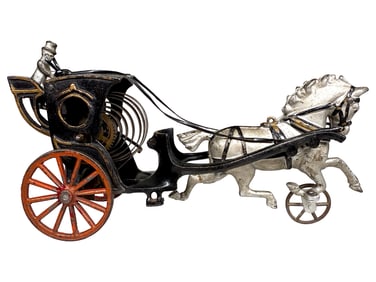 Rare Mechanical Hansom Cab - Cast Iron Toy