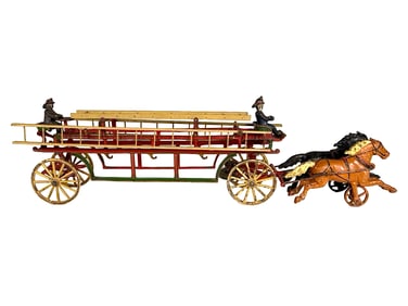 Two Horse Hook & Ladder - Cast Iron Toy