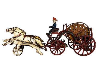 Two Horse Hose Reel - Cast Iron Toy