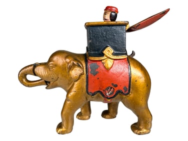 Elephant Howdah - Man Pops Out - Cast Iron Mechanical Bank