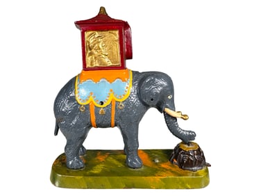 Elephant with Locked Howdah - Cast Iron Mechanical Bank