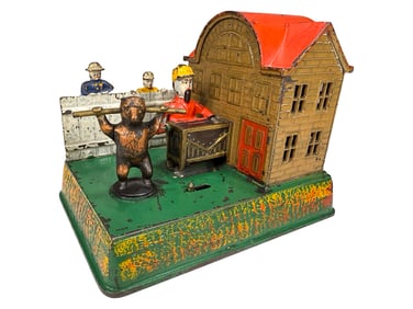 Organ Grinder & Performing Bear Bank - Mustard Yellow Building Version