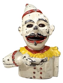 English Clown Bust - Cast Iron Mechanical Bank