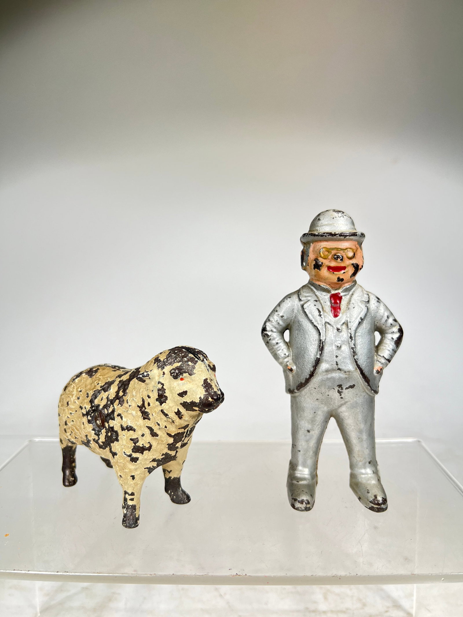 Foxy Grandpa/Sheep Cast Iron Still Banks: American 1910/2000's