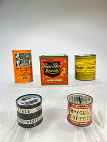 Five Tin Advertising Banks