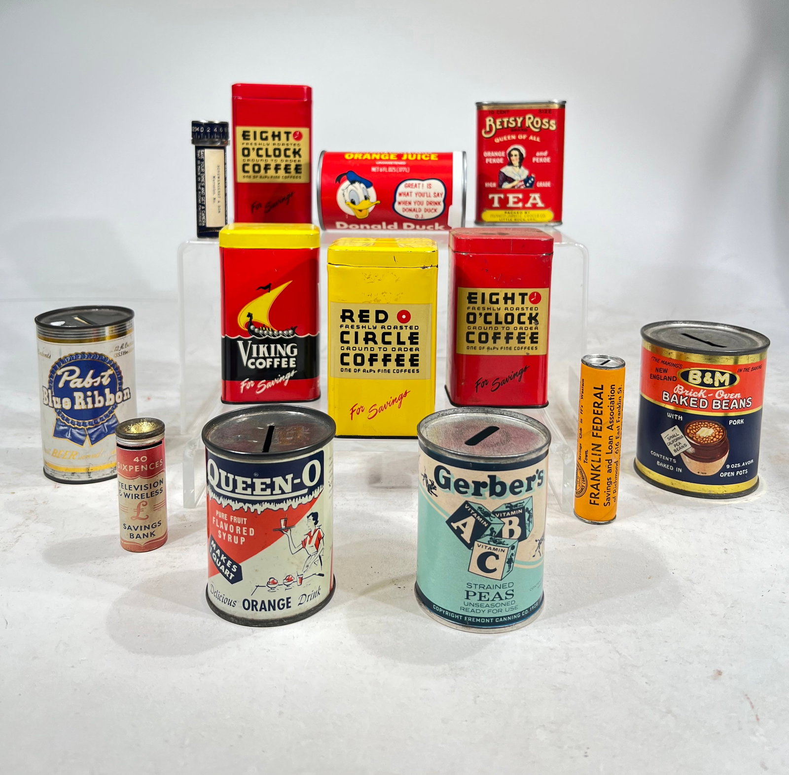 Thirteen Tin/Cardboard Still Banks: American 1940-1980's