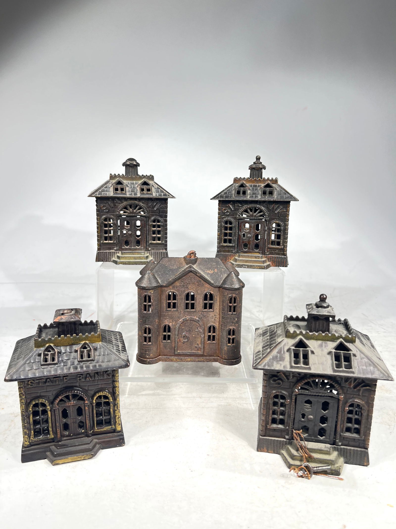 Five Cast Iron Building Banks, Various Heights (1 of 3)
