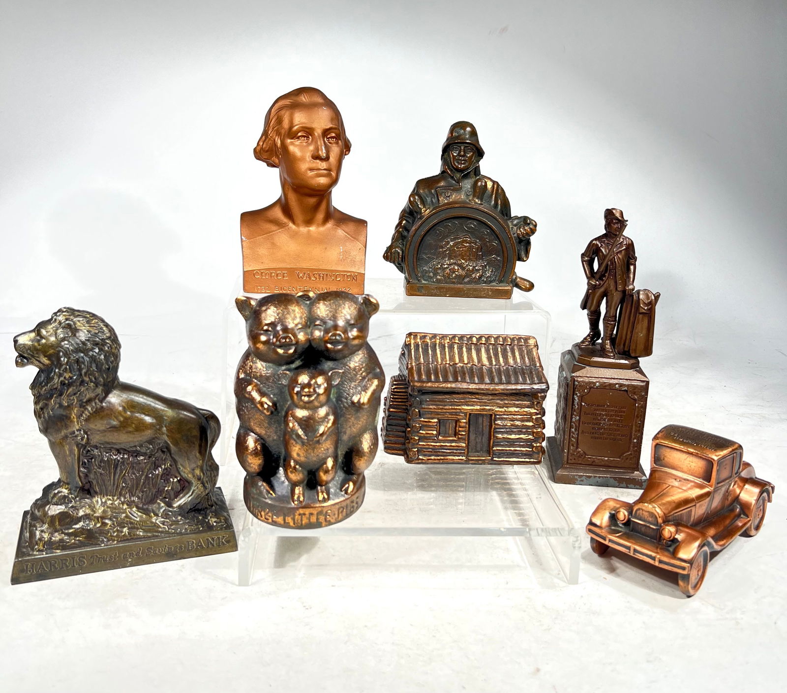 Seven Banthrico/ Modern Still Banks Aluminum/Alloy: American 1950/60s, 3-6" T