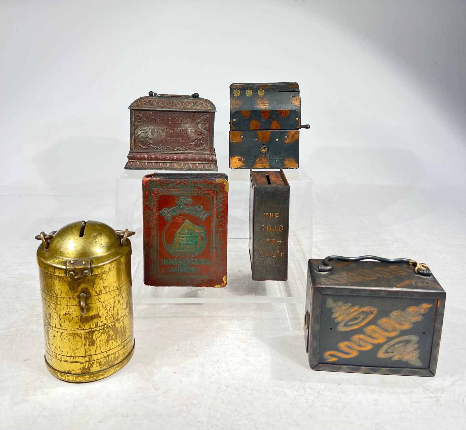 Ten Assorted Registering Clock Still Banks, Most Sheet Steel, Various Sizes (1 of 6)