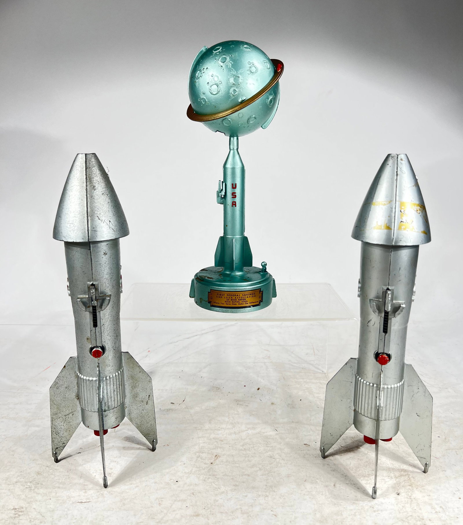 Three Aluminum Space Banks: American 1960's