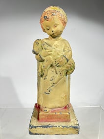 Angelic Figure Holding a Sheep Alms Ceramic Bank