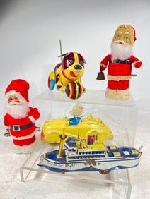 Five Tin, Rubber and Fabric Windup/ Pull Toys