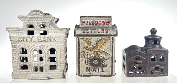 Three Cast Iron Banks