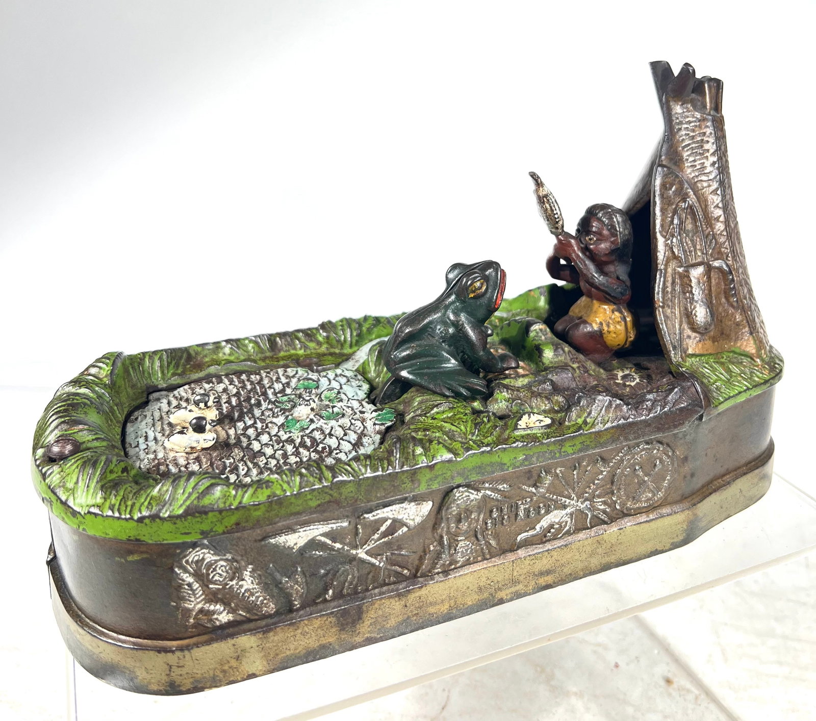 Cheif Big Moon Cast Iron Mechanical Bank: J & E Stevens CT 1880s