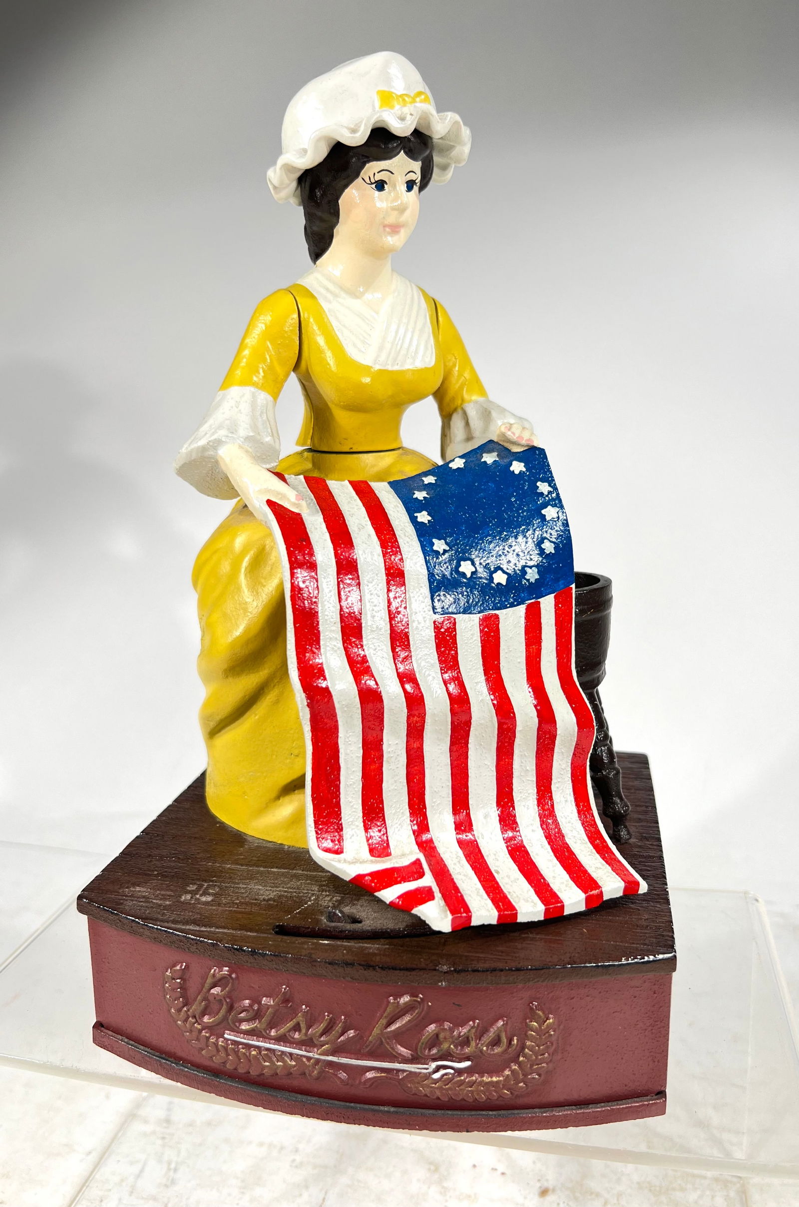 Betsy Ross Mechanical Bank Yellow Dress- Alloy (1 of 4)