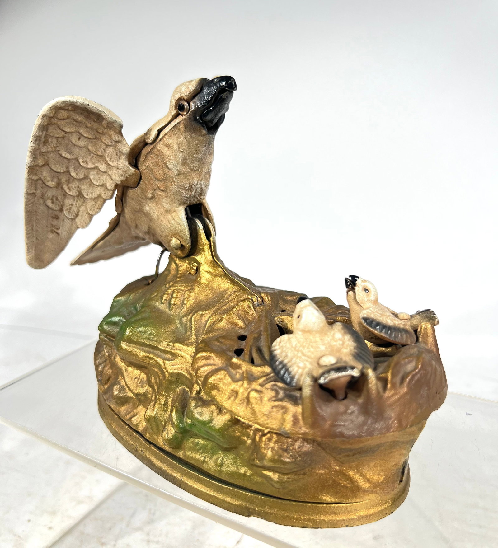 Two Book of Knowledge Cast Iron Mechanical Banks Uncle Sam/Eagle and Eaglets: Pennsylvania 1960s
