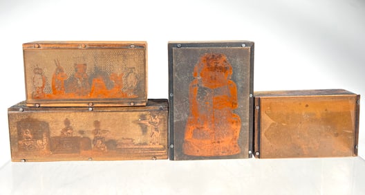 Four Mechanical Bank Themed Printing Blocks
