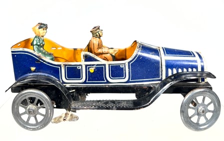 Tin Two Seat Windup Open Touring Car