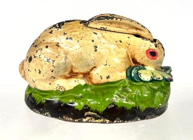 Rabbit in Cabbage Cast Iron Mechanical Bank