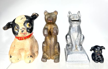 Three Animal Banks and One Paperweight