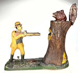 Teddy and the Bear Mechanical Bank Brown Tree Version