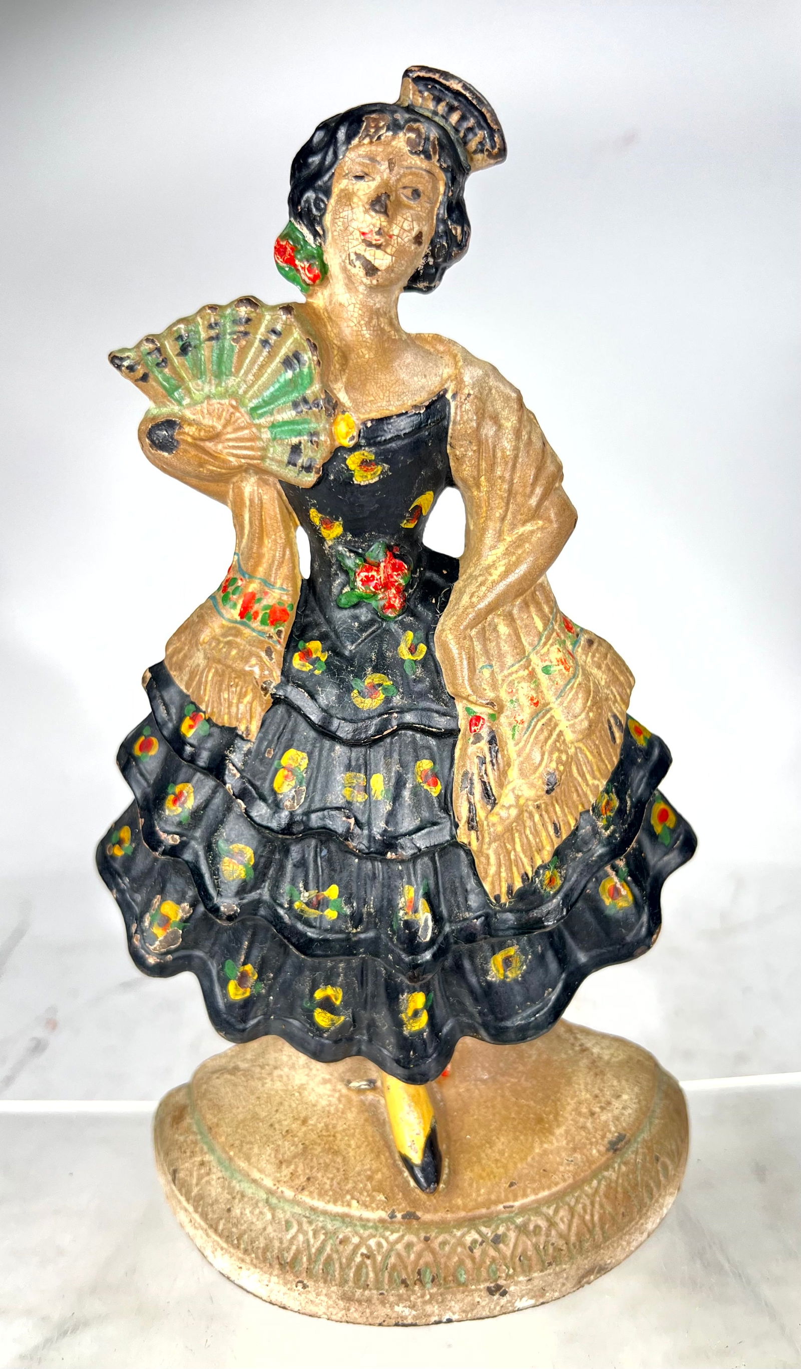 Spanish Girl Cast Iron Doorstop: Hubley MFG Co. Lancaster, PA. 1930 - 9"T