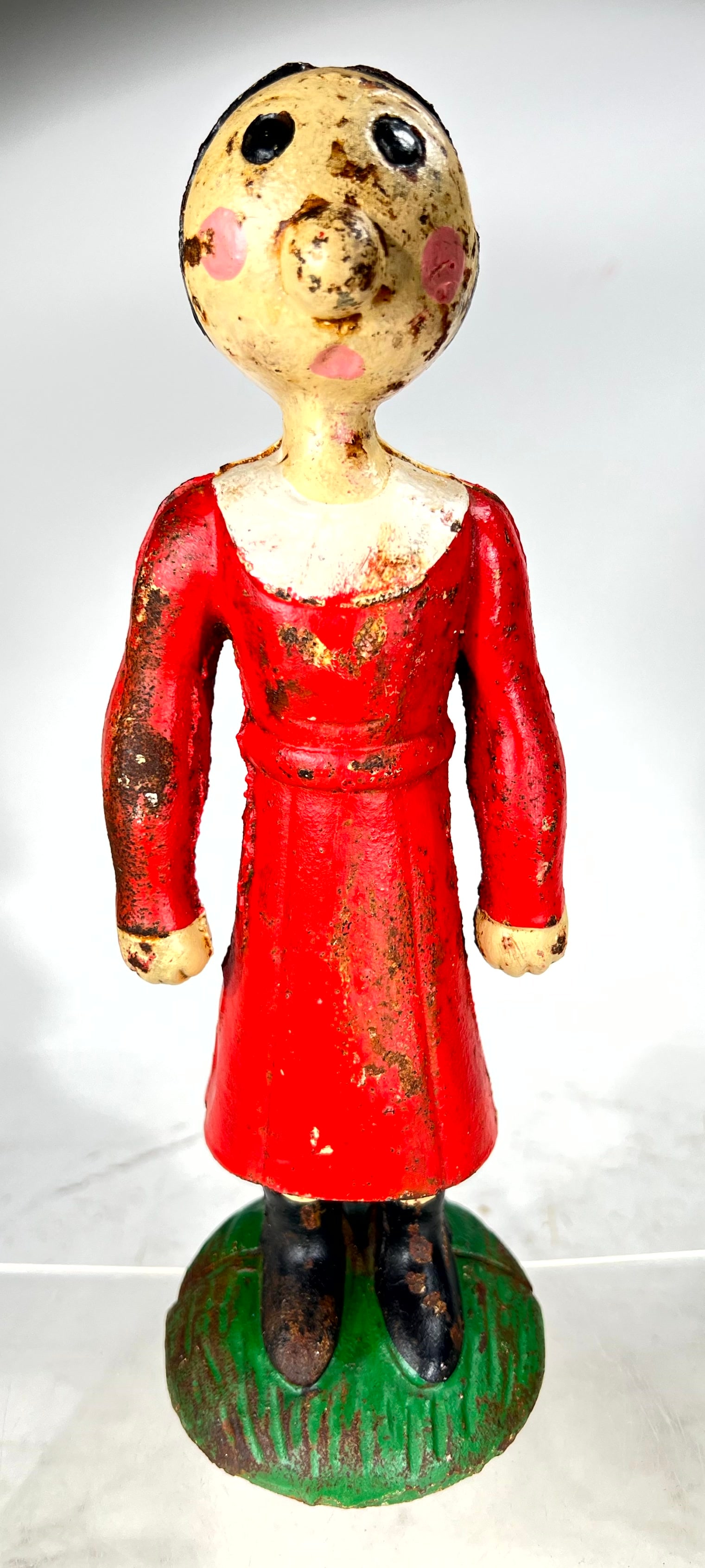 Olive Oyl Cast Iron Doorstop/Bank: American 1970's - 11 1/4"T