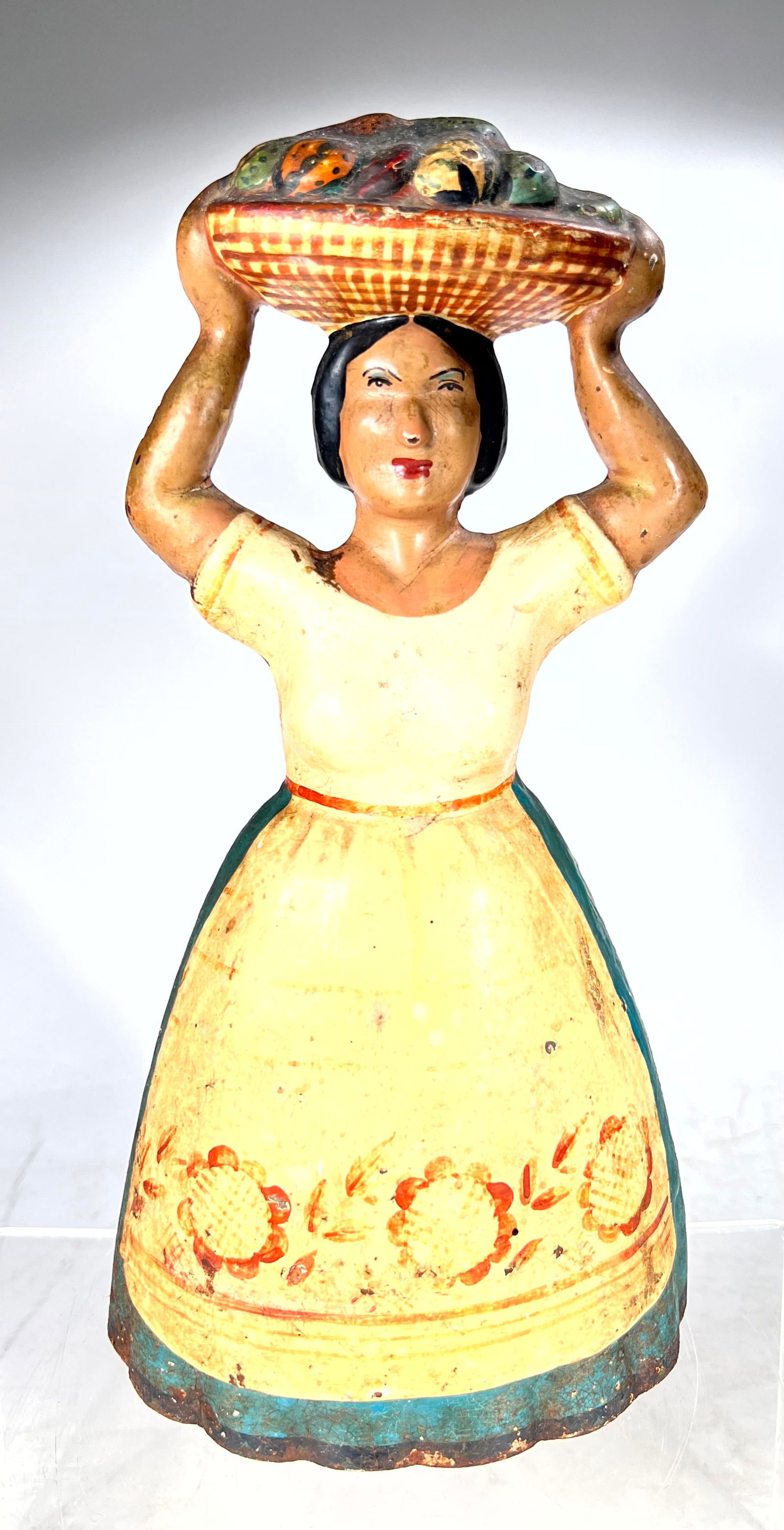 Tropical Woman Cast Iron Doorstop: American - 1930 - 12"T