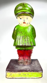 Little Girl Standing on a Book Cast Iron Doorstop - Scarce