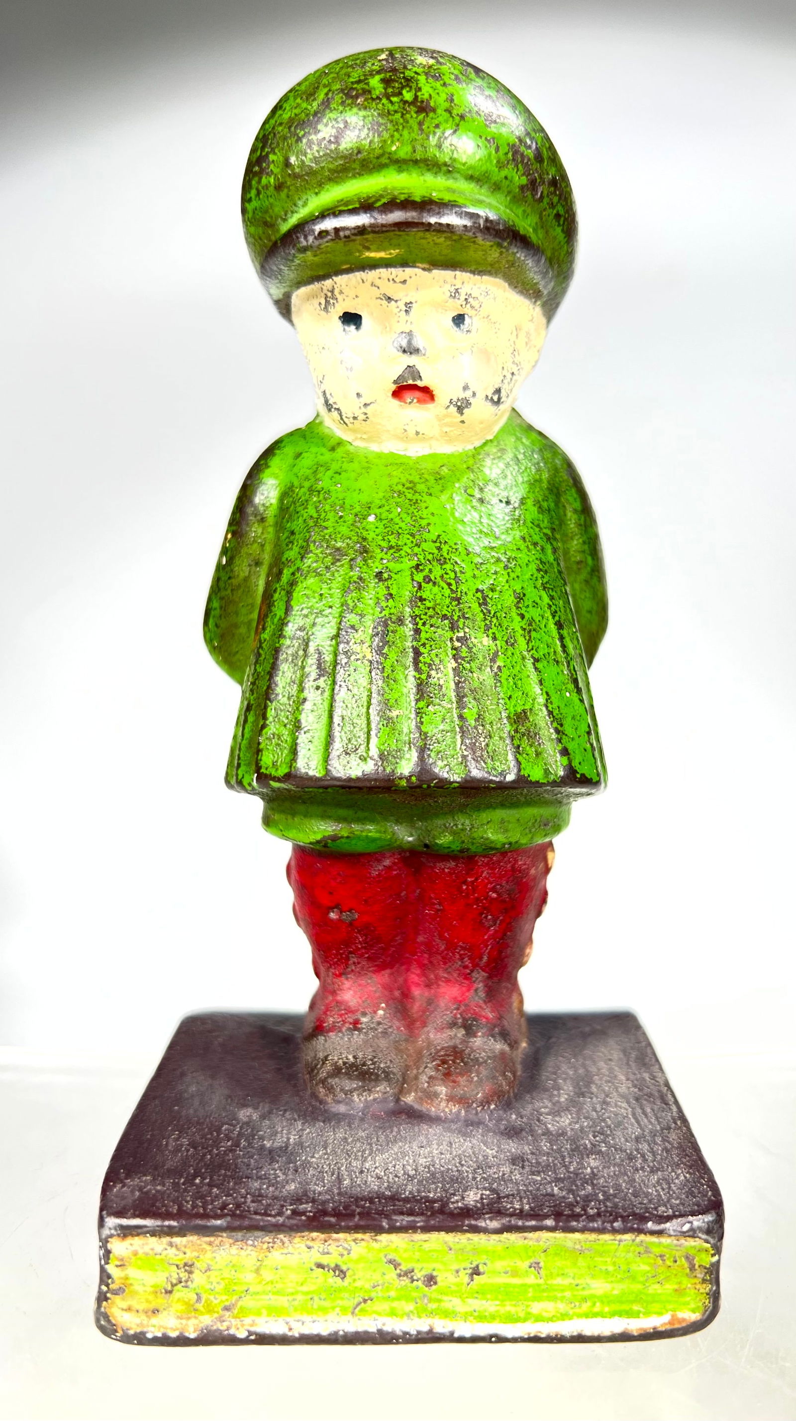 Little Girl Standing on a Book Cast Iron Doorstop - Scarce: American 1920 - 6"T