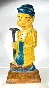 Man with Cane Cast Iron Doorstop - Very Scarce