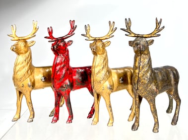 Four Small Stag Cast Iron Banks