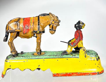I Always did Spise a Mule Cast Iron Bank - Yellow Base/Bench Version - Scarce