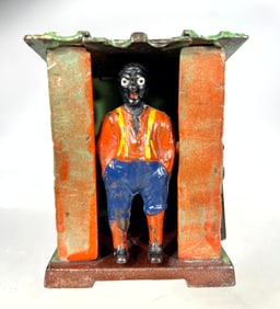 Cabin Cast Iron Mechanical Bank Green Version