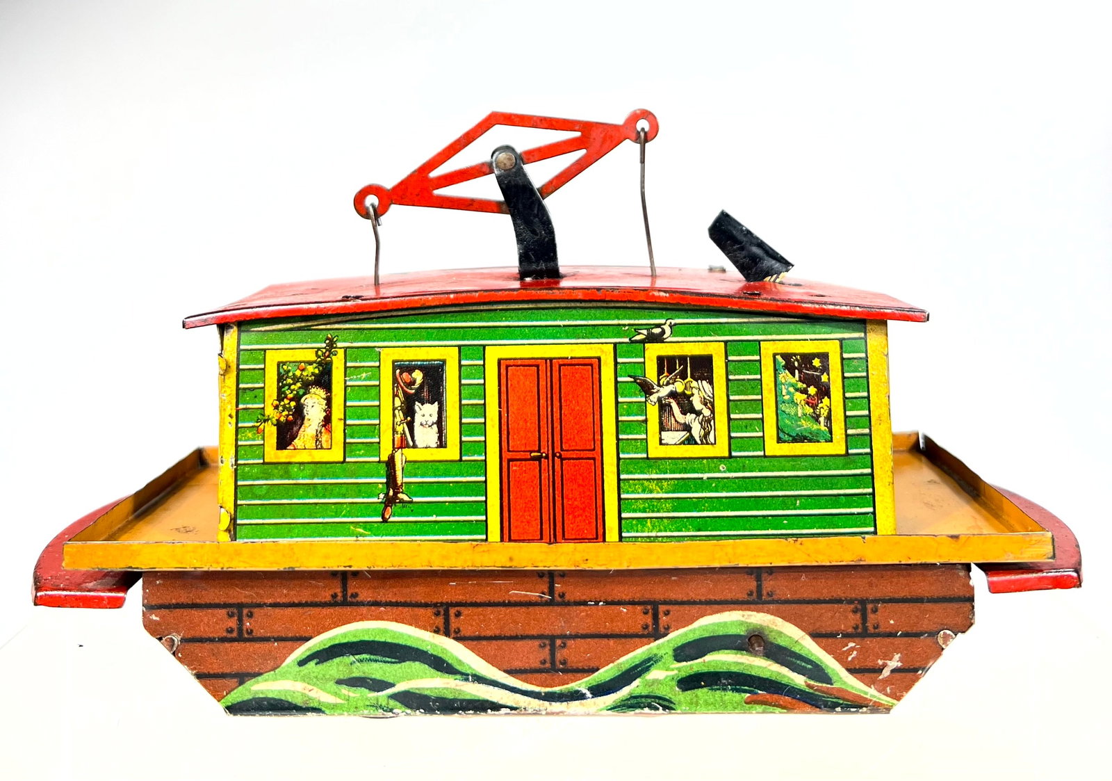 Windup Barge / Ferry Boat Tin Toy: Made by Nifty Toys - German 1930 - 8"L