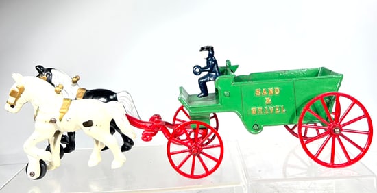 Two Horse Cast Iron Sand & Grave / Wagon