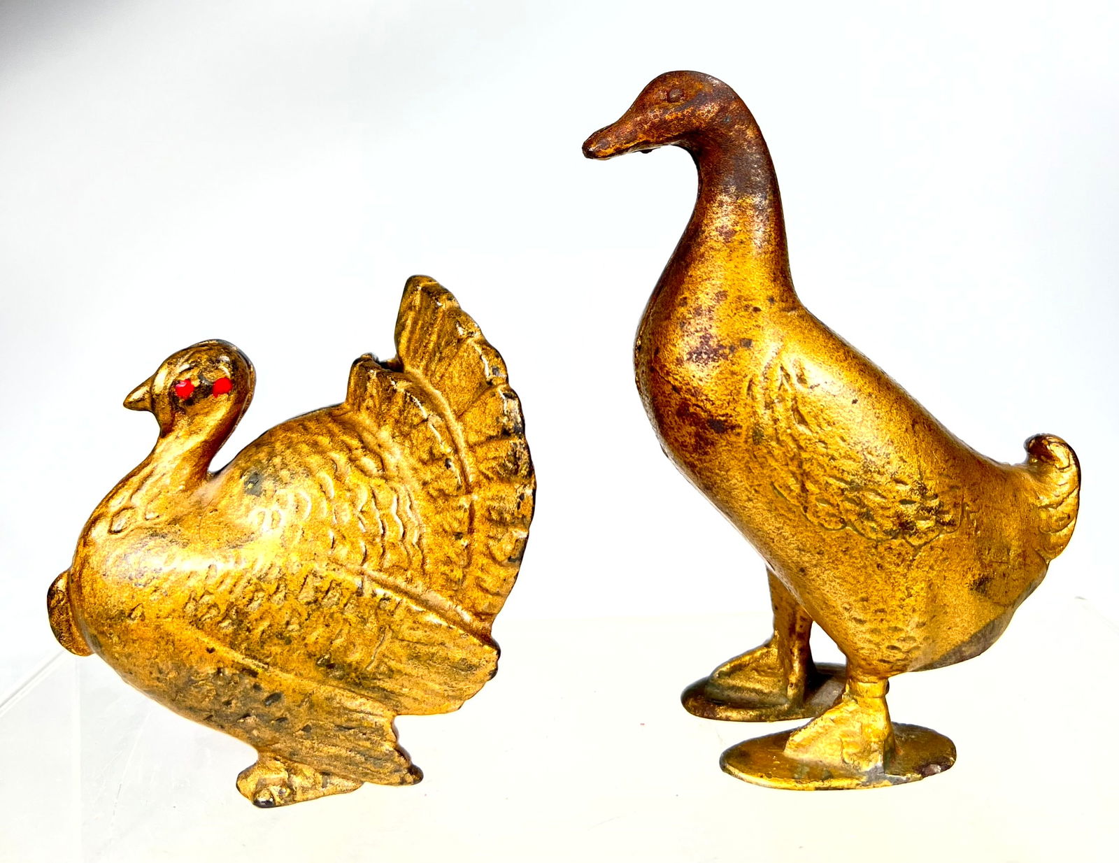 Turkey / Duck Cast Iron Still Banks: A.C. Williams - Ravenna, OH. 1920 - 3 1/2" / 4 3/4"T